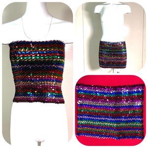 Reversible woven sequence Top/Skirt rave festival